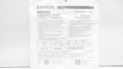 Avanos PFTM5.0P-NC NeoMed Feeding Tube w/Connector 5.0Fr x 23.6inch 0.5ml